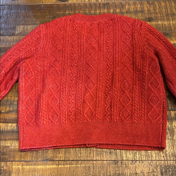 LOFT Vibrant Burnt Orange Cable Knit Cardigan - Picture 3 of 3